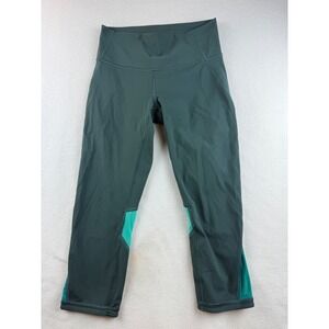 Lululemon Athletica Crop Leggings Teal Green Accent Yoga Athletic‎ Pants Womens